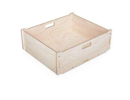 Stackable wooden storage box made from 9 mm plywood
