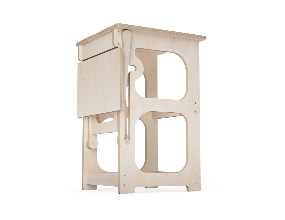 CNC router furniture project featuring a fold-up tabletop extension mechanism