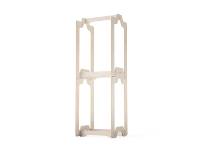 Stacked plywood firewood baskets demonstrating stable vertical storage