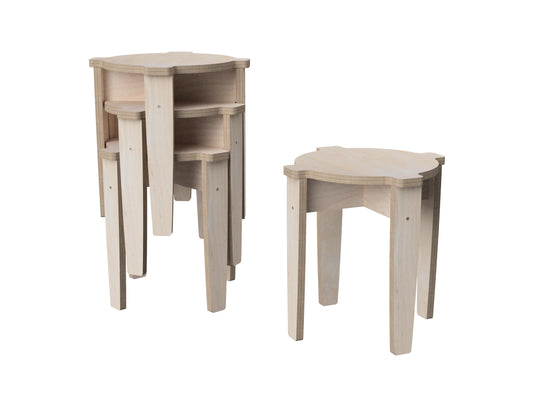Stackable plywood stools made from CNC router DXF files