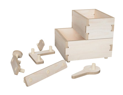 Full set of CNC doghole attachments – stoppers, clamps, boxes