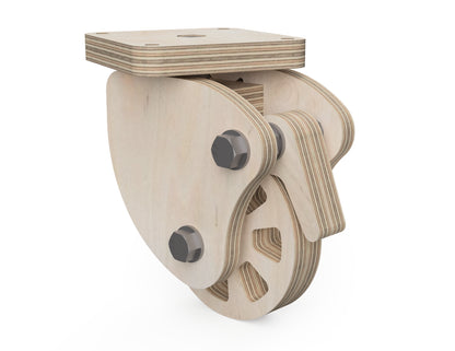 Casters With Brakes DXF files DXF file rendered from angled view for CNC cutting