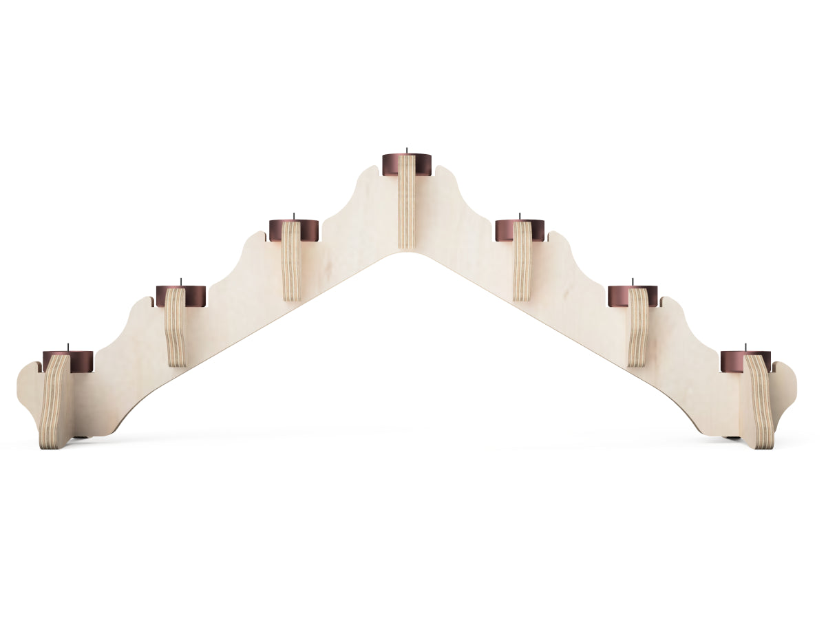 Christmas Candle Bridge - Traditional - Free DXF file rendered from angled view for CNC cutting