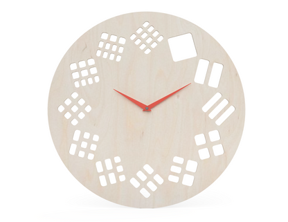 Clock Face "Squares" DXF file rendered from angled view for CNC cutting