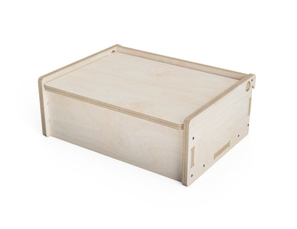 Rendered view of closed lid box - french cleat attachment - layout from DXF file