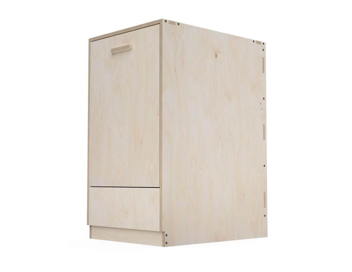 Rendered view of dishwasher cabinet (inset door cabinets) layout from DXF file