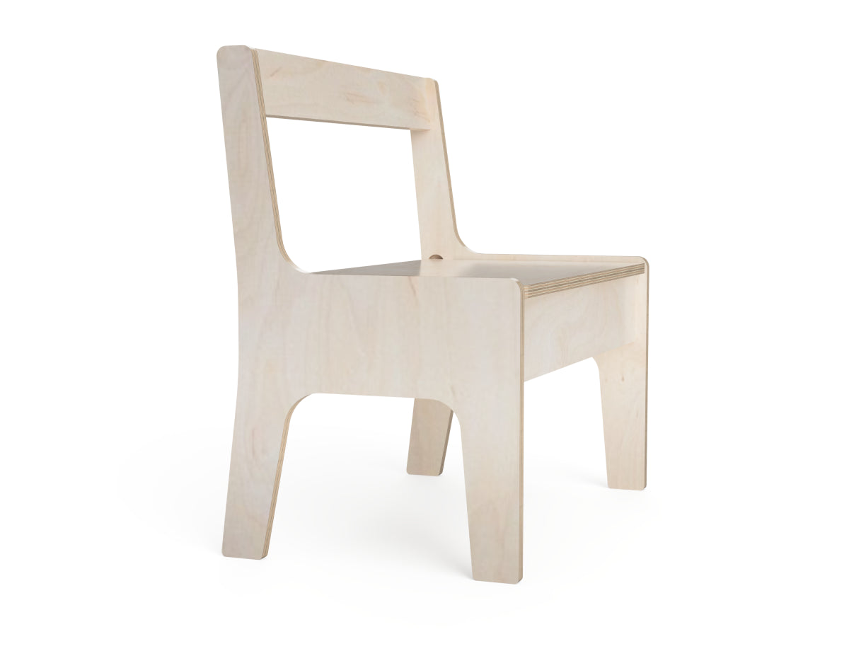 Rendered view of double kids chair with a built-in storage box layout from DXF file