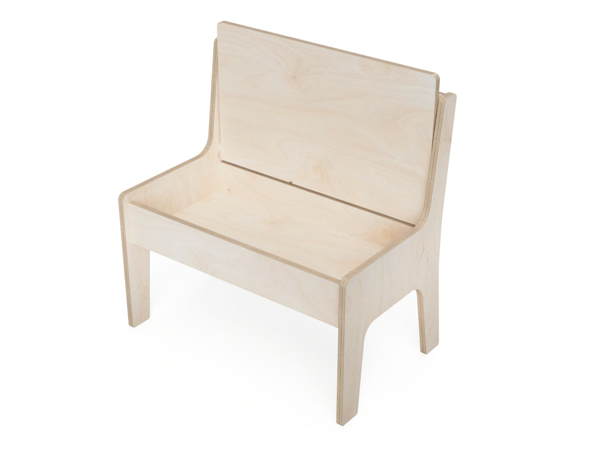 Double Kids Chair with a Built-In Storage Box DXF file rendered from angled view for CNC cutting