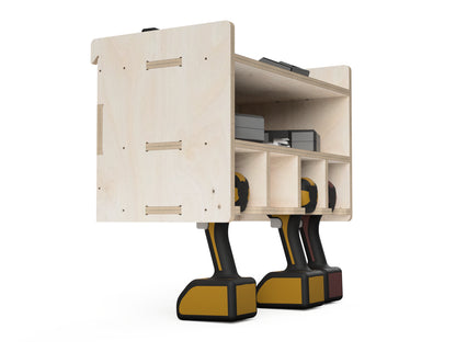 Double Shelf Drill Stand - French Cleat Attachment - CNC DXF file design overview