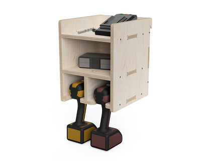 Double Shelf Drill Stand - French Cleat Attachment - CNC DXF file design overview