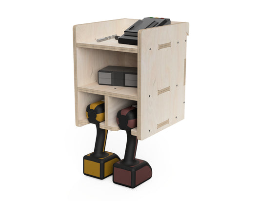 Double Shelf Drill Stand - French Cleat Attachment - CNC DXF file design overview