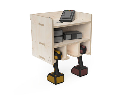 Double Shelf Drill Stand - French Cleat Attachment - CNC-ready design showing joints and assembly features