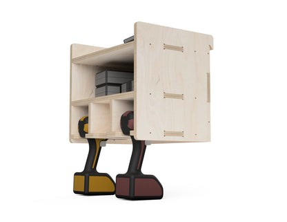 Double Shelf Drill Stand - French Cleat Attachment - CNC DXF file design overview