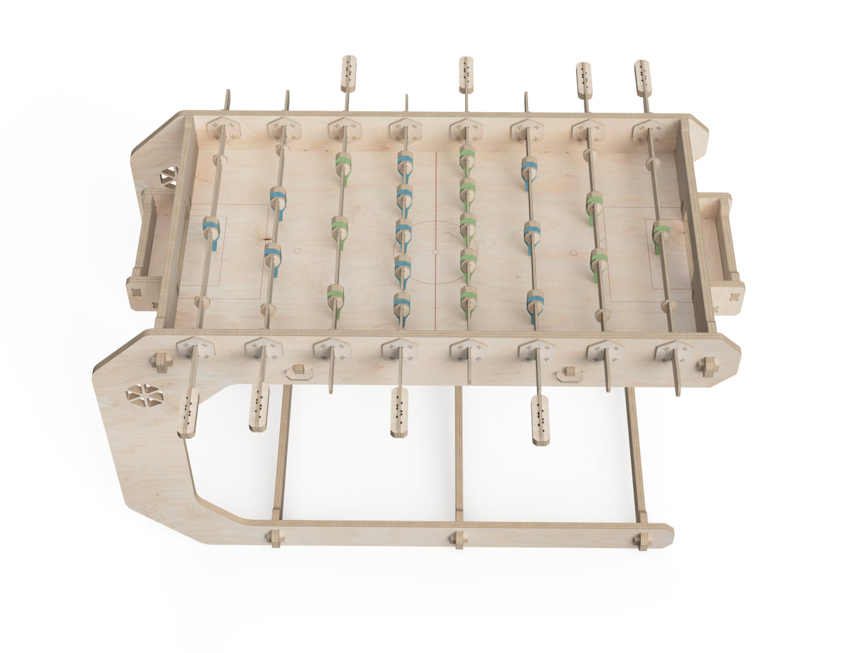 Foosball table DXF file DXF file rendered from angled view for CNC cutting