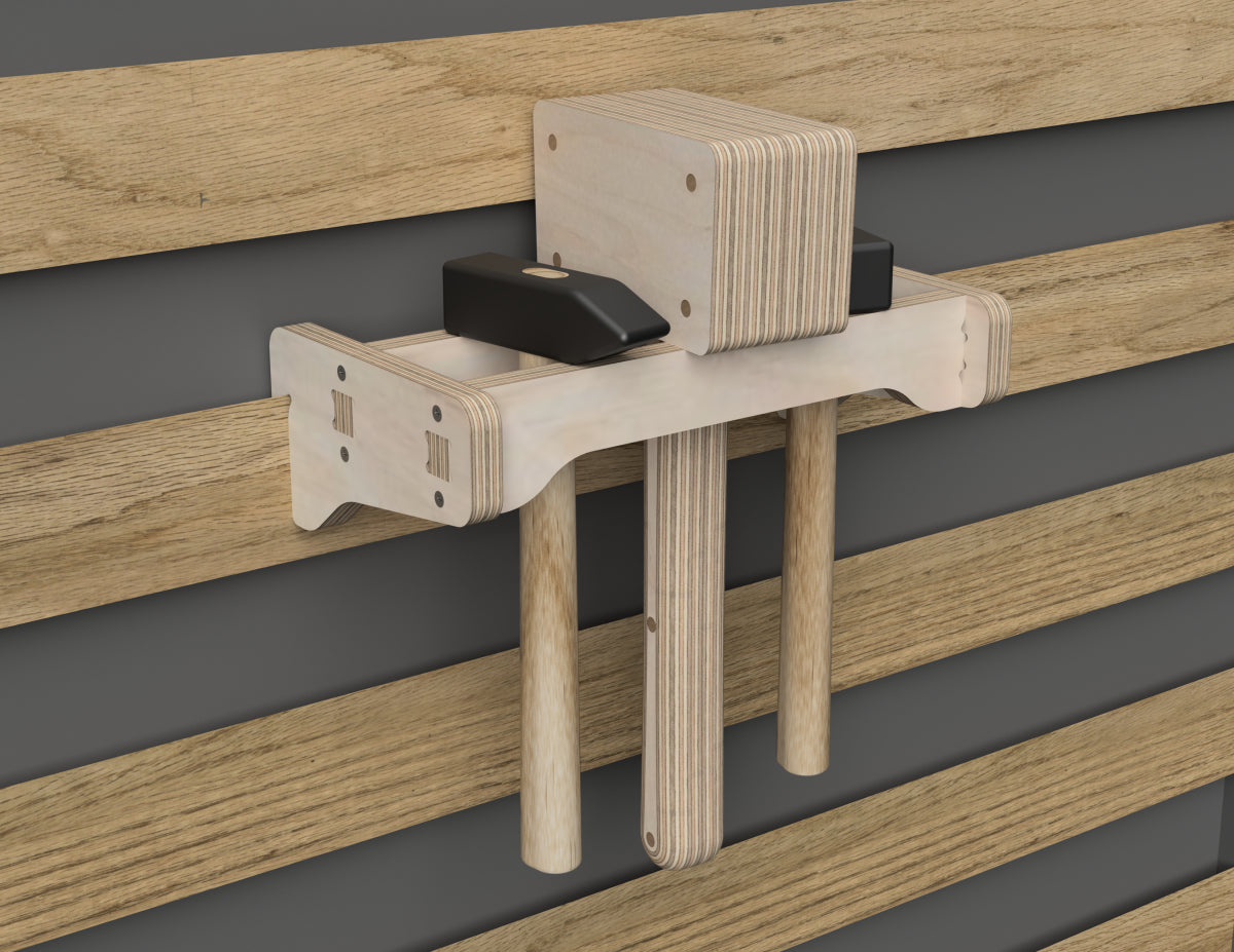 Hammer Holder Rack - French Cleat Attachment - DXF file rendered from angled view for CNC cutting