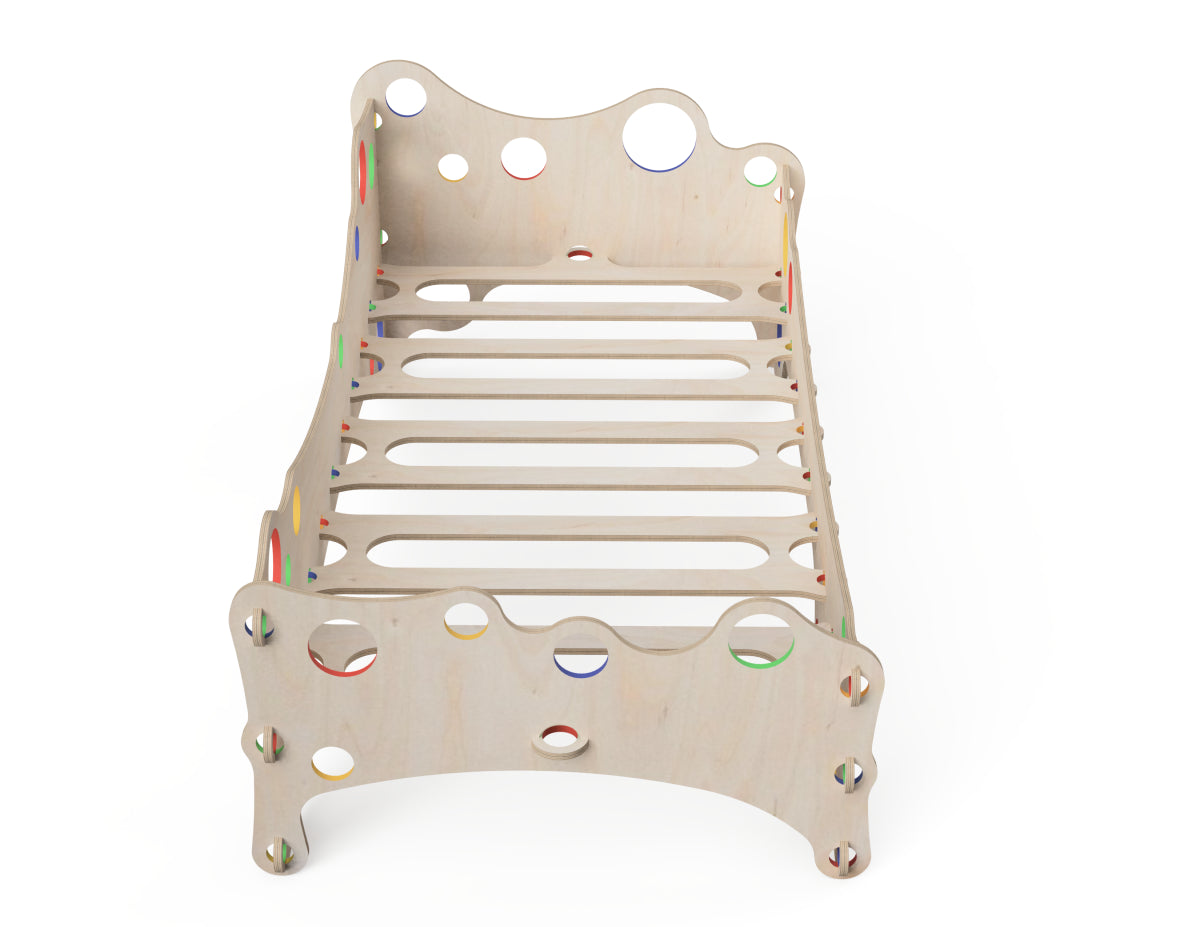 Kids Bed "Bubble Gum" DXF file rendered from angled view for CNC cutting