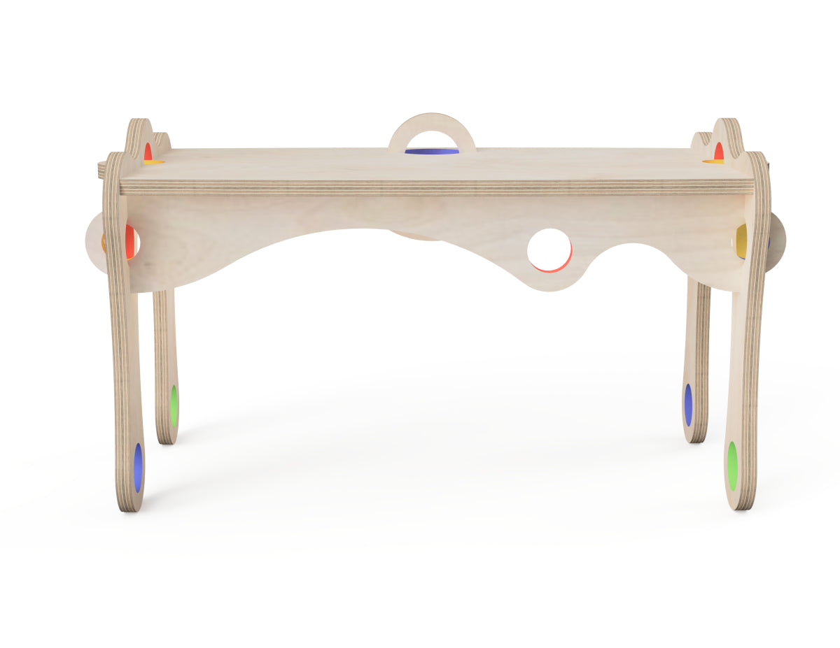 Detailed DXF drawing of kids bench "bubble gum" for CNC router