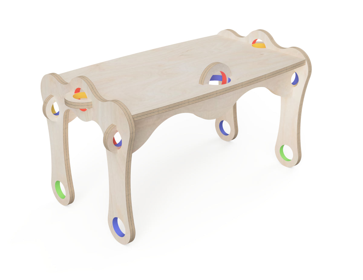 Rendered view of kids bench "bubble gum" layout from DXF file