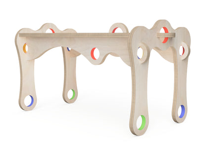 Kids Bench "Bubble Gum" DXF file rendered from angled view for CNC cutting