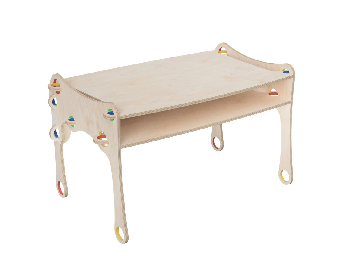 Kids Desk "Bubble Gum" DXF file rendered from angled view for CNC cutting