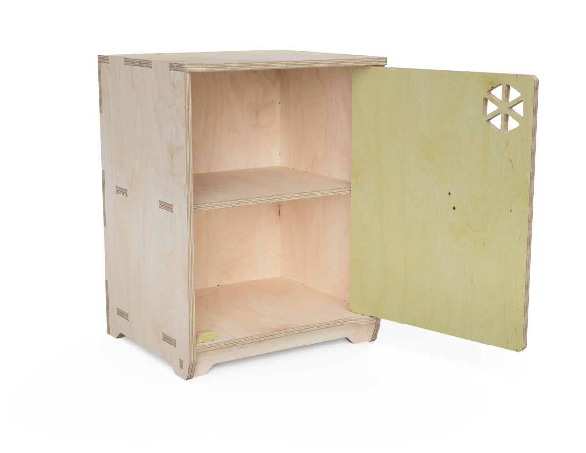 Kids kitchen cabinet DXF file DXF file rendered from angled view for CNC cutting