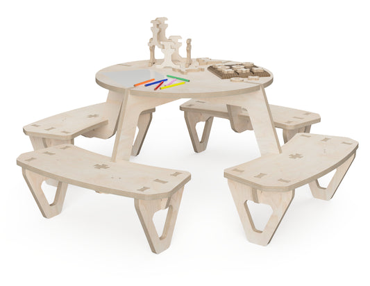 Kids Play Table CNC DXF file design overview