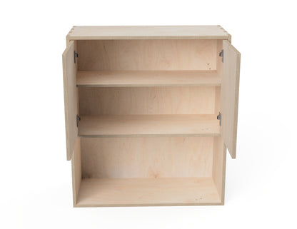 Rendered view of kitchen wall cabinet - double open shelf (inset door cabinets) layout from DXF file
