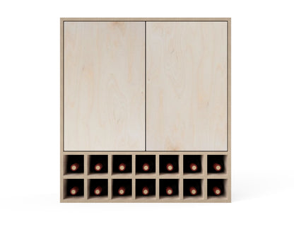 Kitchen Wall Cabinet - Double Wine Storage (Inset Door Cabinets) DXF file rendered from angled view for CNC cutting