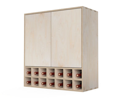 Kitchen Wall Cabinet - Double Wine Storage (Inset Door Cabinets) DXF file rendered from angled view for CNC cutting