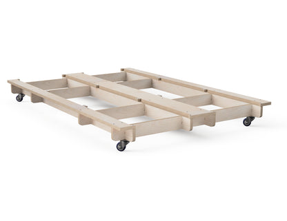 Rolling modular cabinet base with two rows of towers