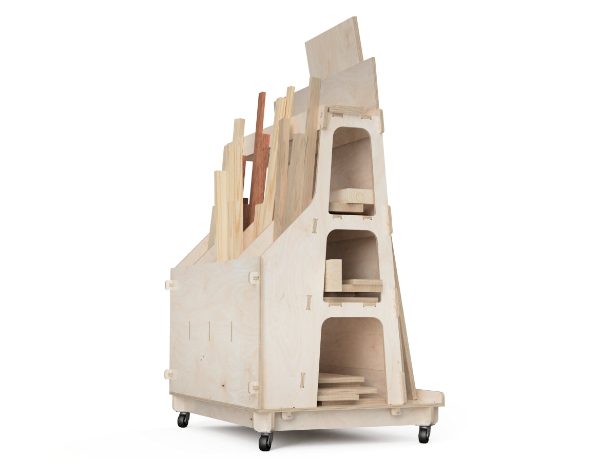 Material Storage Stand - Universal DXF files DXF file rendered from angled view for CNC cutting