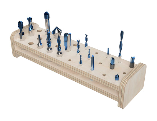 Medium Router Bit Storage CNC DXF file design overview