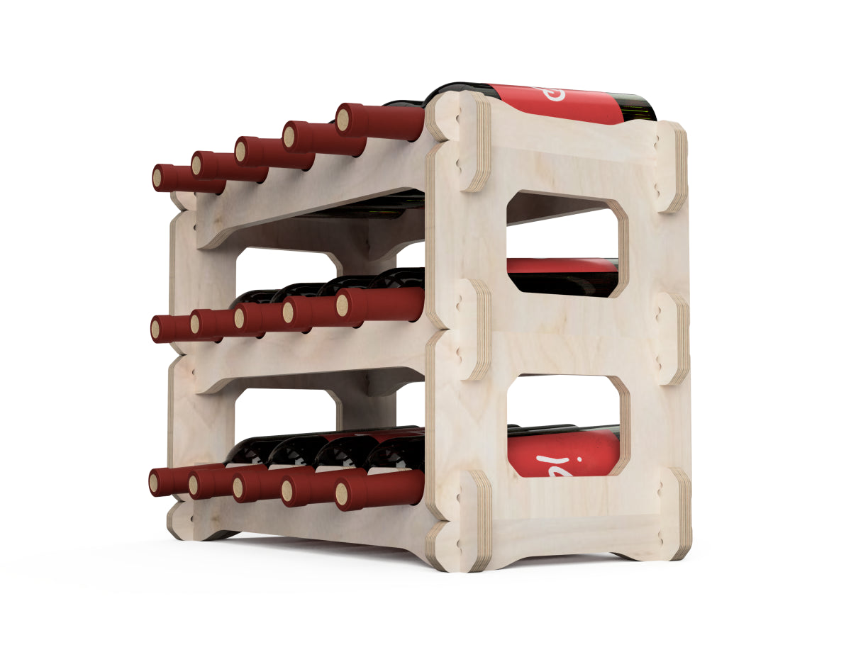 Stackable Wine Rack DXF file DXF file rendered from angled view for CNC cutting