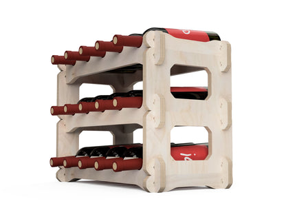 Stackable Wine Rack DXF file DXF file rendered from angled view for CNC cutting