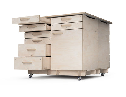 Rolling workshop furniture cabinet base CNC project