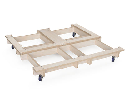 CNC cut 2x2 mobile cabinet base with caster wheels