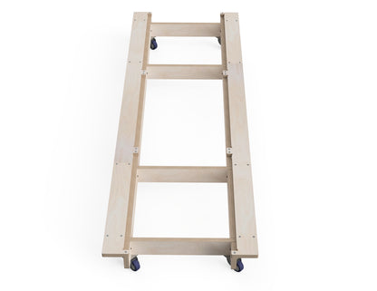 Plywood rolling base for multiple modular cabinets