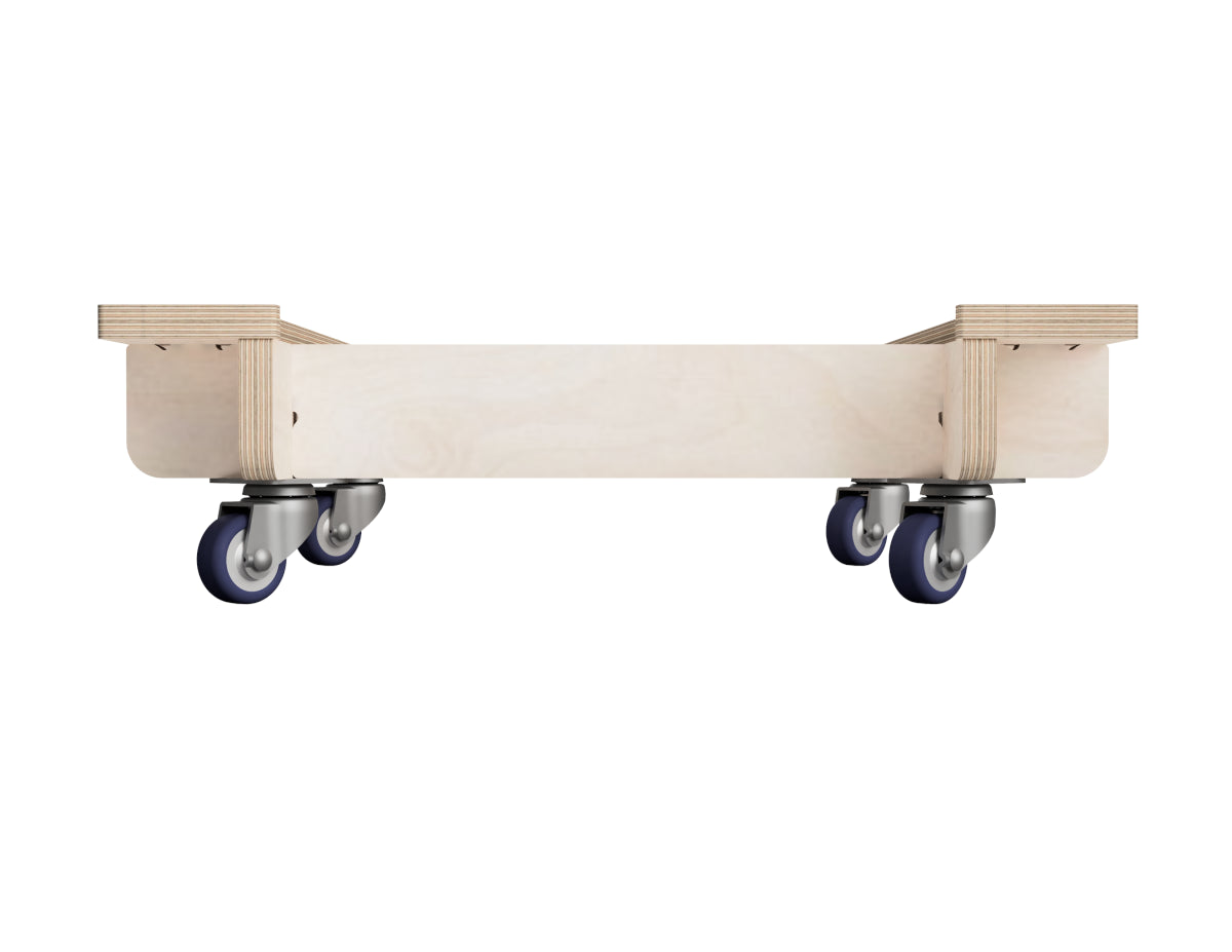CNC cut mobile cabinet base with caster wheels