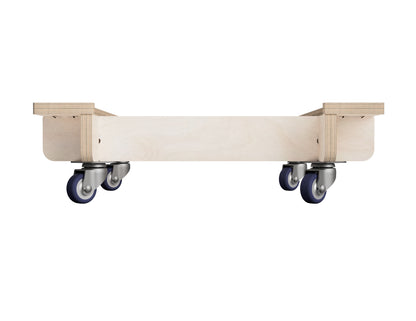 CNC cut mobile cabinet base with caster wheels