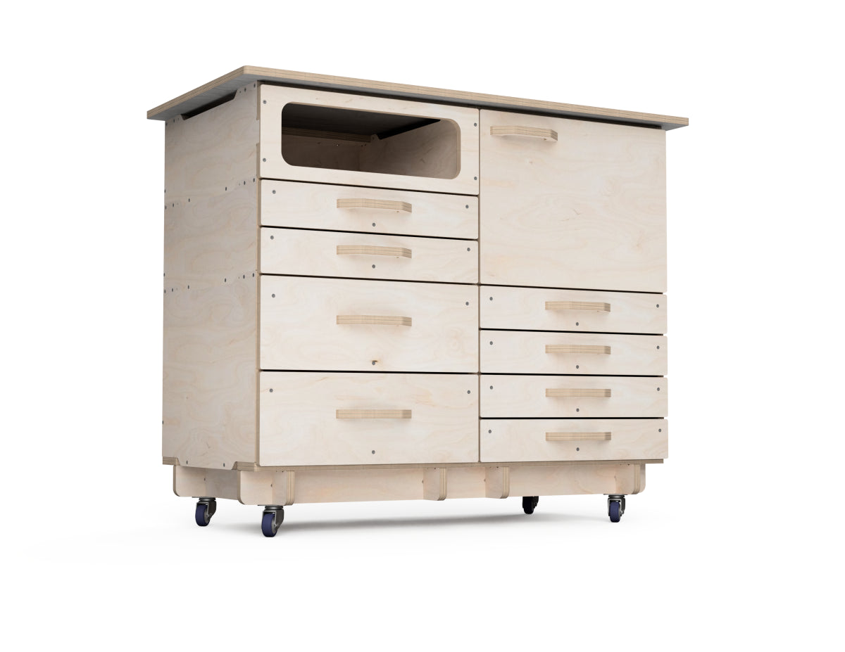 CNC router cabinet base for two modular cabinets