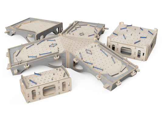 Multiplayer Pinball - DXF File Bundle DXF file rendered from angled view for CNC cutting