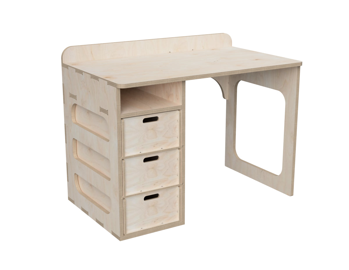 Office Desk (With Drawers) DXF file rendered from angled view for CNC cutting