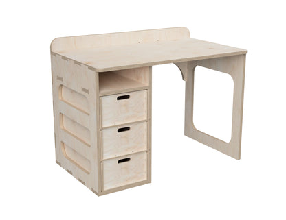 Office Desk (With Drawers) DXF file rendered from angled view for CNC cutting