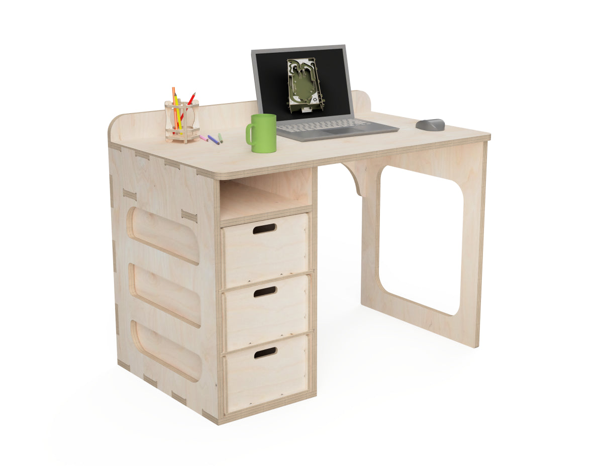 Office Desk (With Drawers) CNC DXF file design overview