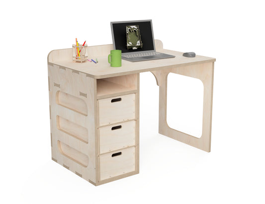 Office Desk (With Drawers) CNC DXF file design overview