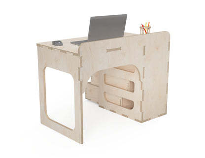 Rendered view of office desk (with drawers) layout from DXF file