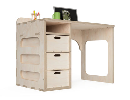 Office Desk (With Drawers) CNC-ready design showing joints and assembly features