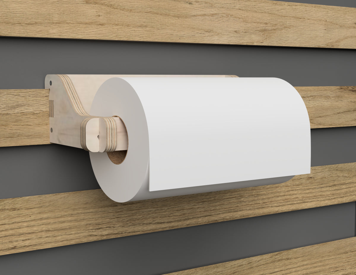 Paper Towel Holder - French Cleat Attachment - DXF file rendered from angled view for CNC cutting