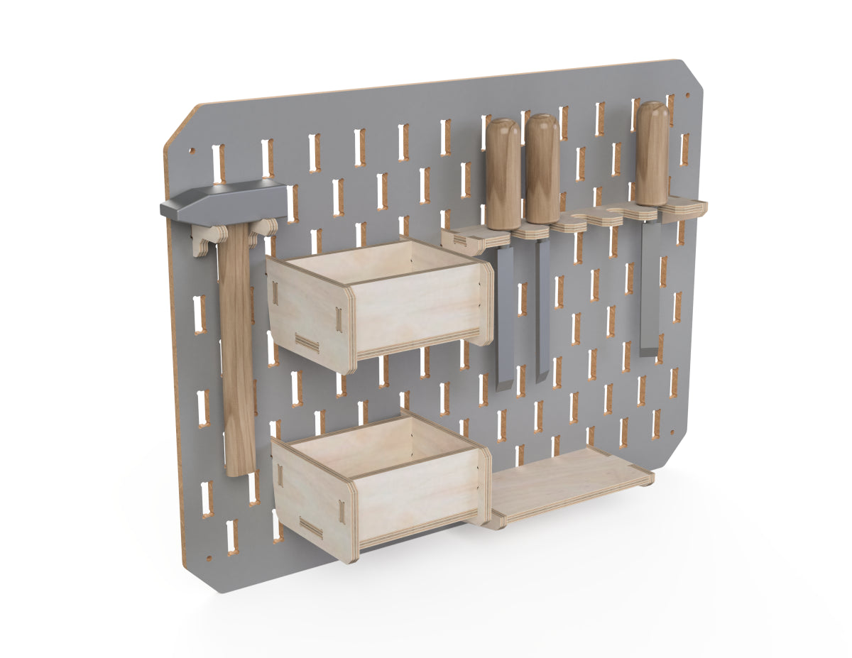 Pegboard DXF file DXF file rendered from angled view for CNC cutting