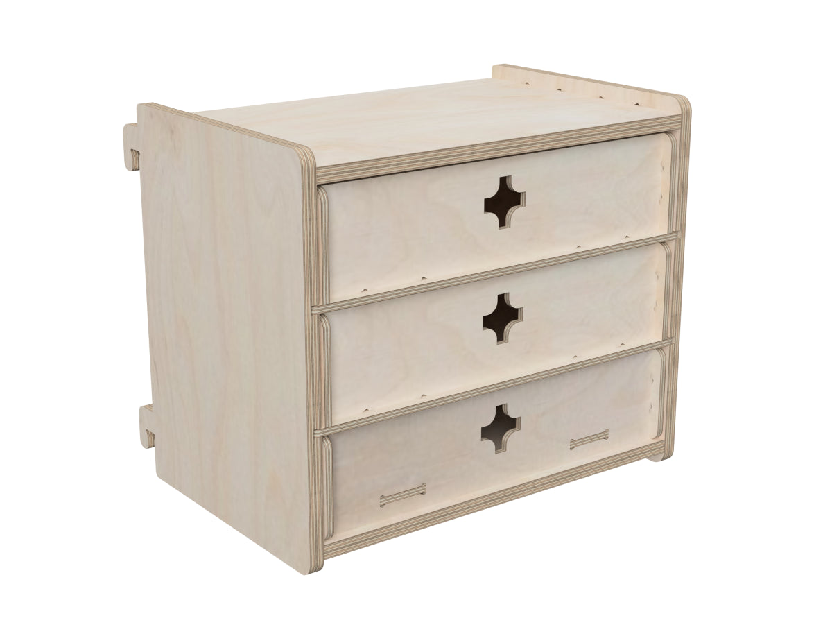 Rendered view of pegboard wall for workshop layout from DXF file - French cleat drawer cabinet attachment